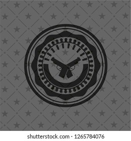 crossed pistols icon inside dark badge