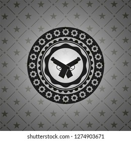 crossed pistols icon inside dark badge