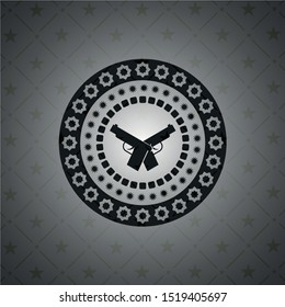 crossed pistols icon inside dark emblem