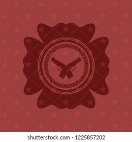 crossed pistols icon inside red emblem