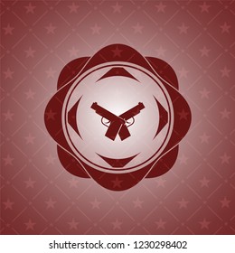 crossed pistols icon inside red emblem