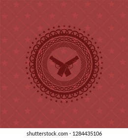 crossed pistols icon inside red emblem