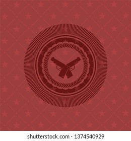 crossed pistols icon inside red icon or emblem