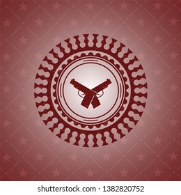 crossed pistols icon inside red icon or emblem