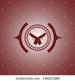 crossed pistols icon inside red emblem