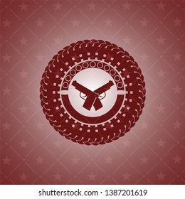 crossed pistols icon inside red icon or emblem