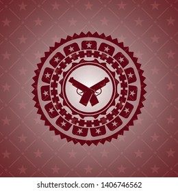 crossed pistols icon inside red icon or emblem