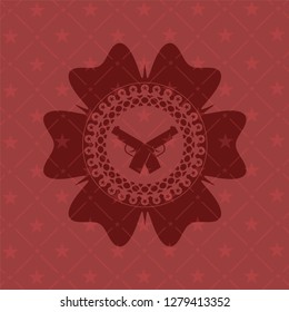 crossed pistols icon inside retro red emblem