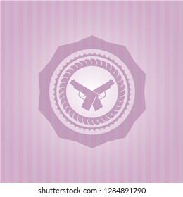 crossed pistols icon inside retro style pink emblem