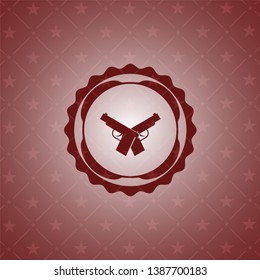 crossed pistols icon inside retro red emblem