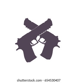 crossed pistols isolated on white