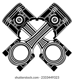 Crossed pistons icon symbol. Automotive engine Monochrome vector illustration