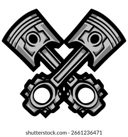 Dibujo de Ilustración vectorial de pistones cruzados