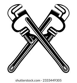 Crossed Plumber Pipe Wrench icon design vector illustration