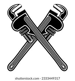 Crossed Plumber Pipe Wrench icon design vector illustration