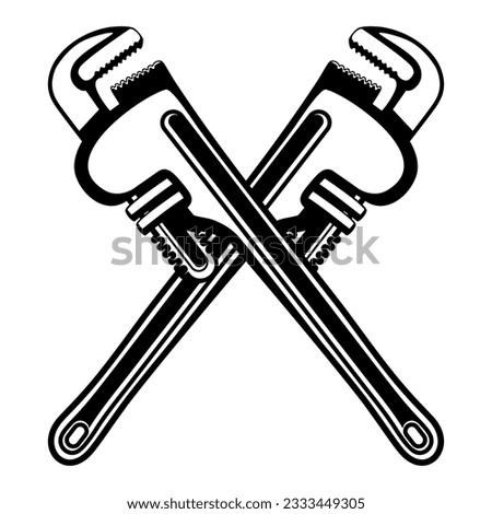 Crossed Plumber Pipe Wrench icon design vector illustration