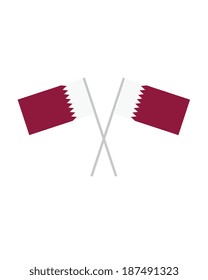 Crossed Qatar Flags - Vector