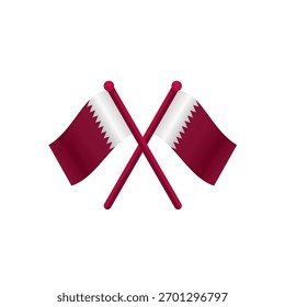 Crossed qatar national flags isolated, vector illustration	