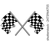 Crossed racing flag illustration. Checkered flag 