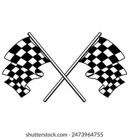 Crossed racing flag illustration. Checkered flag 