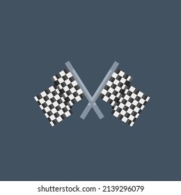 crossed racing flag in pixel style