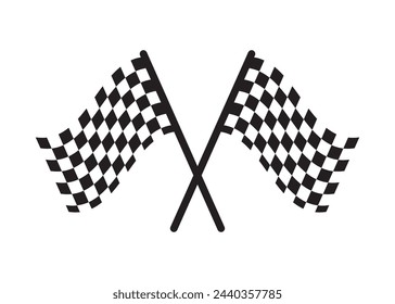 crossed racing flag Start icon, Checkered flag for car racing flat vector icon for sports apps and websites.
