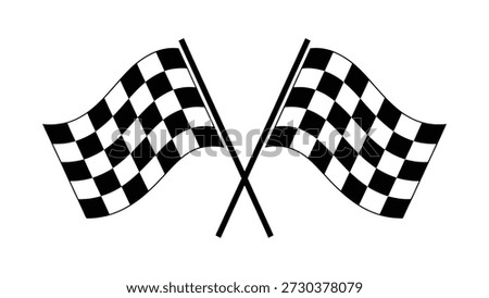 crossed racing flags icon symbol representing motorsport competition finish line victory speed and championship isolated on white background