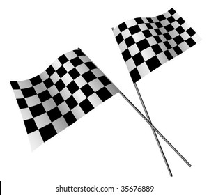 Crossed Racing Flags Isolated On White Stock Vector (Royalty Free ...