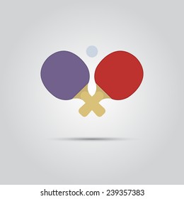 crossed rackets for ping pong isolated vector objects