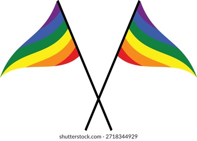 Bandeiras do orgulho do arco-íris cruzado simbolizando a unidade LGBTQ+, diversidade, igualdade e inclusão.