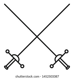 Crossed rapiers icon. Outline crossed rapiers vector icon for web design isolated on white background
