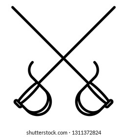 crossed rapiers. line icon. vector illustration. sports competition, theatrical performance, confrontation.