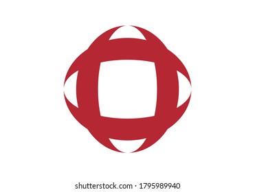 Crossed red ellipses on white background