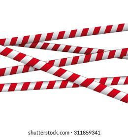 Crossed red white warning tape