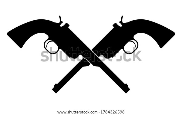 Crossed Revolver Guns Icon Vintage Pistol Stock Vector (Royalty Free ...