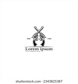 Crossed revolvers logo design vector graphics