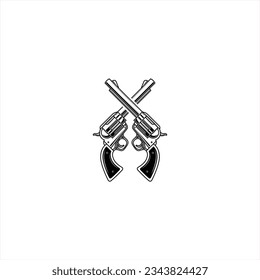 Crossed revolvers logo vector graphics