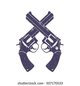 Crossed Revolvers Grunge Sign Vector Illustration Stock Vector (Royalty ...