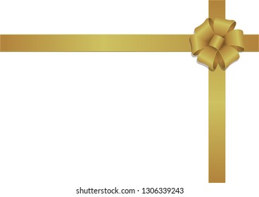 Crossed ribbons and flower loop hair bow / gold