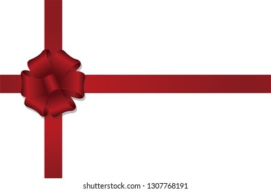 Crossed ribbons and flower loop hair bow / red
