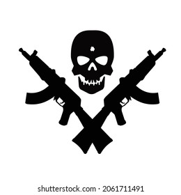 crossed riffle and skull head vector design