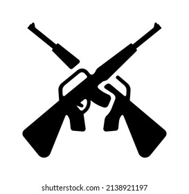 Crossed rifles ( war , guns ) vector icon illustration