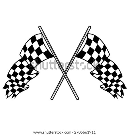 Crossed and ripped two checkred flag vector	
