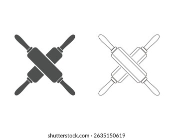 crossed rolling pin design, kitchen logo, vector, isolated on transparent background