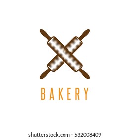 crossed rolling pins  ,  bakery vector design template