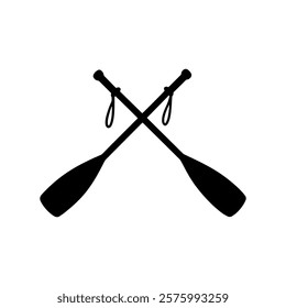 Crossed rowing oars paddles silhouette icon vector illustration design on white background.