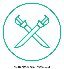 Crossed saber line icon.