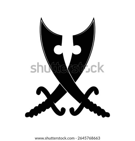 Crossed saber scimitar blade icon symbol