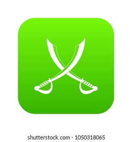 Crossed sabers icon digital green for any design isolated on white vector illustration