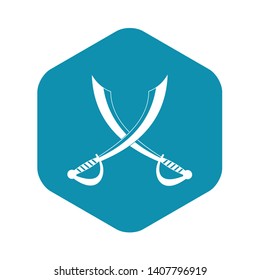 Crossed sabers icon. Simple illustration of crossed sabers vector icon for web